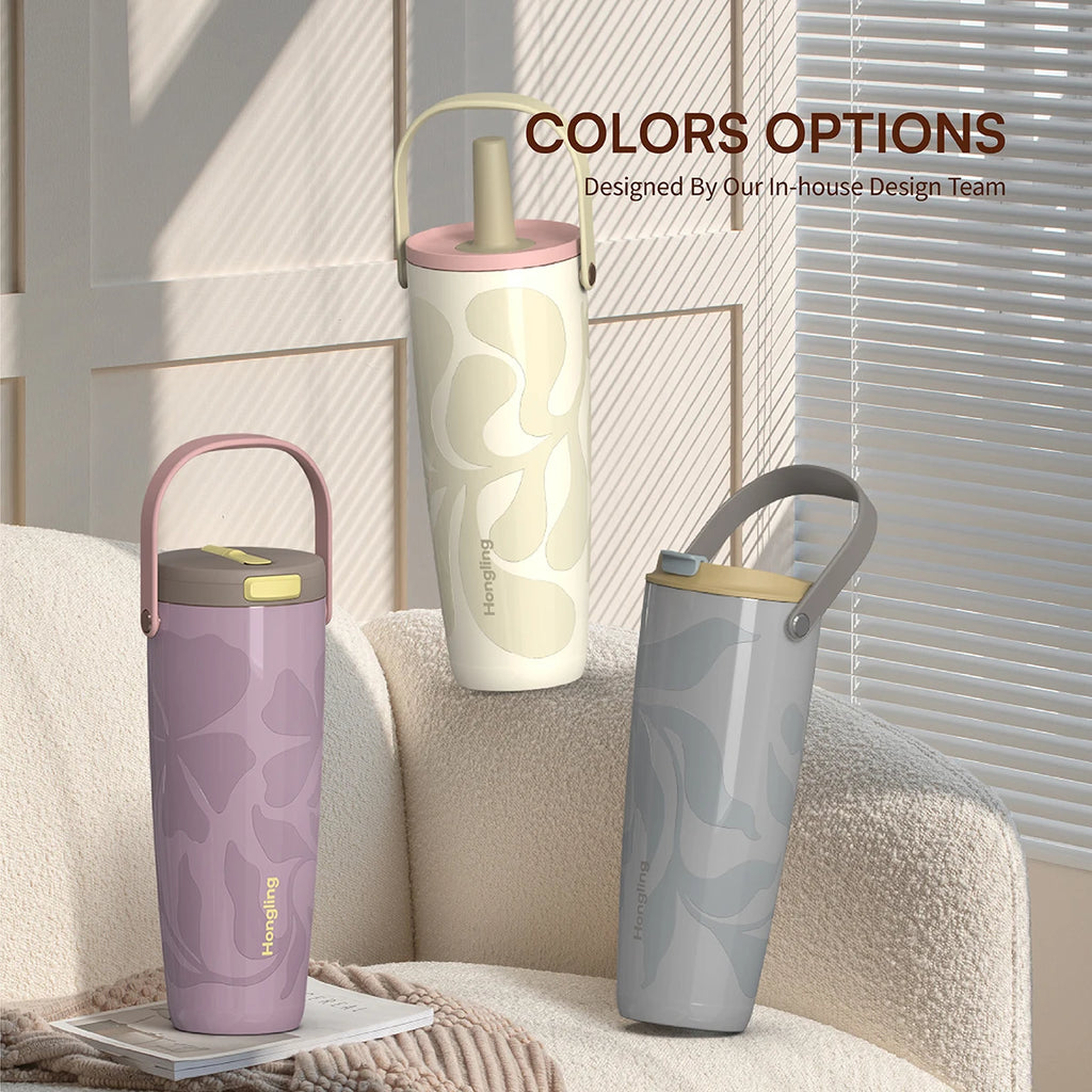 [B2B Sample Order] Double-Wall Stainless Steel Vacuum Insulated Travel Tumbler with Handle & Lid (25oz / 30oz) | Free Digital Mockup & Custom Logo