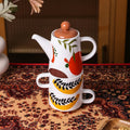 Royal Arabic 3-in-1 Stackable Ceramic Tea Set with Teapot and Cups | Middle East Gift Set