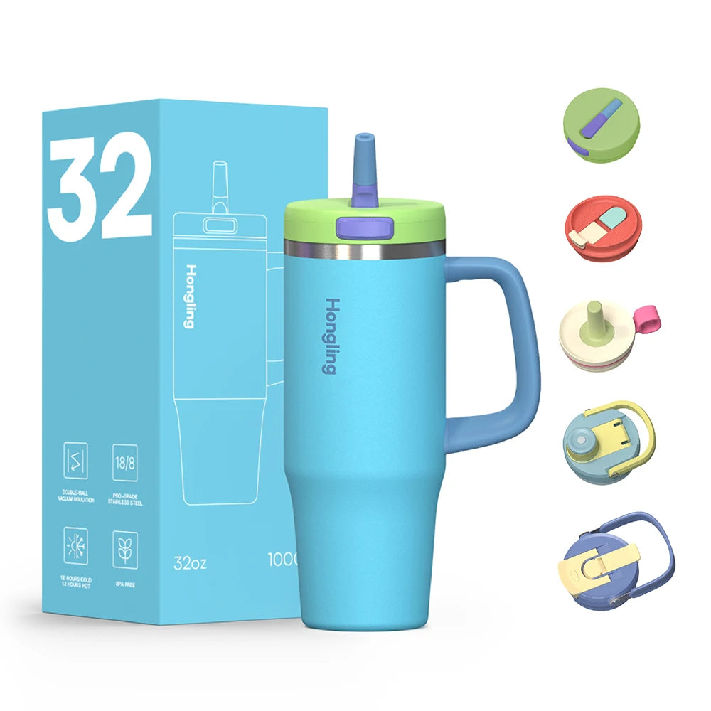 [B2B Sample Order] Double-Wall Stainless Steel Vacuum Insulated Tumbler with Handle (32oz / 40oz / 50oz) | Free Digital Mockup & Custom Logo