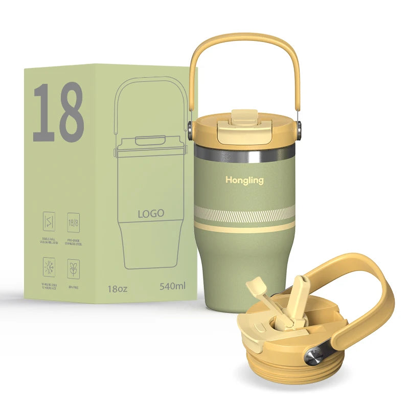 [B2B Sample Order] Portable Stainless Steel Double-Wall Vacuum Insulated Flask with 2-in-1 Lid (18oz - 50oz) | Free Digital Mockup & Custom Logo