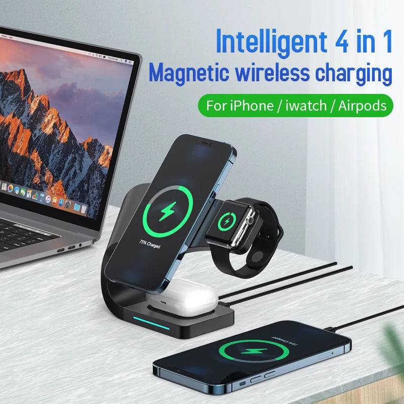 [B2B Sample Order] Fast Magnetic Wireless Charging Station Desk Stand (36W Max) | Custom Logo & Free Mockup