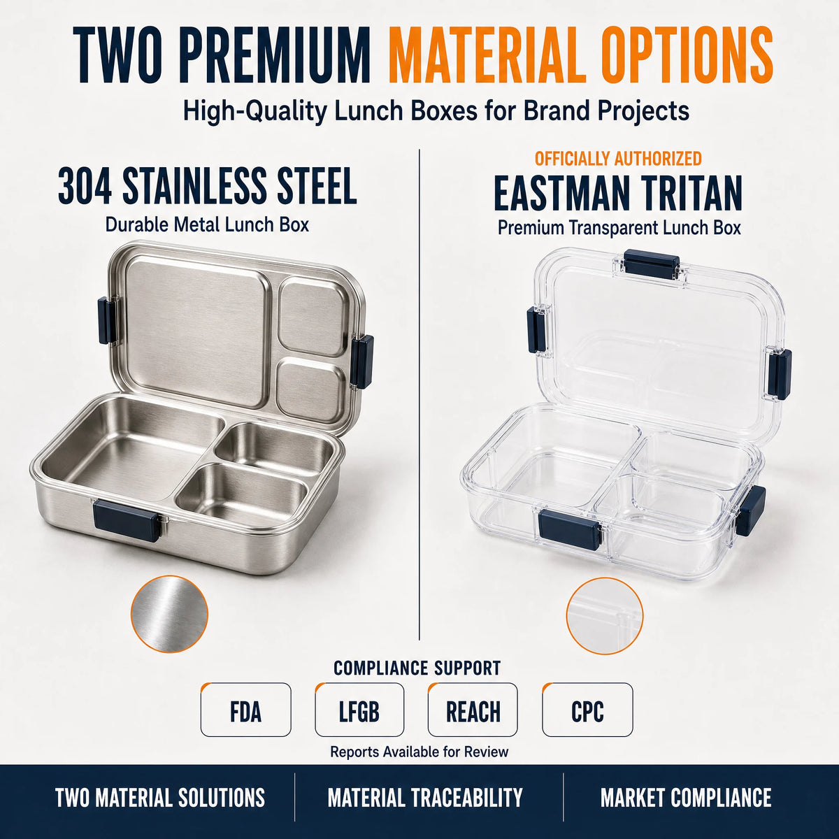 [B2B Sample Order] Portable 4-Compartment 304 Stainless Steel Bento Box with Handle | Custom Logo & Free Mockup