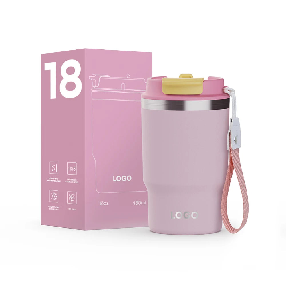 [B2B Sample Order] Double-Wall Stainless Steel Vacuum Insulated Travel Coffee Mug (12oz/16oz) | Free Digital Mockup & Custom Logo