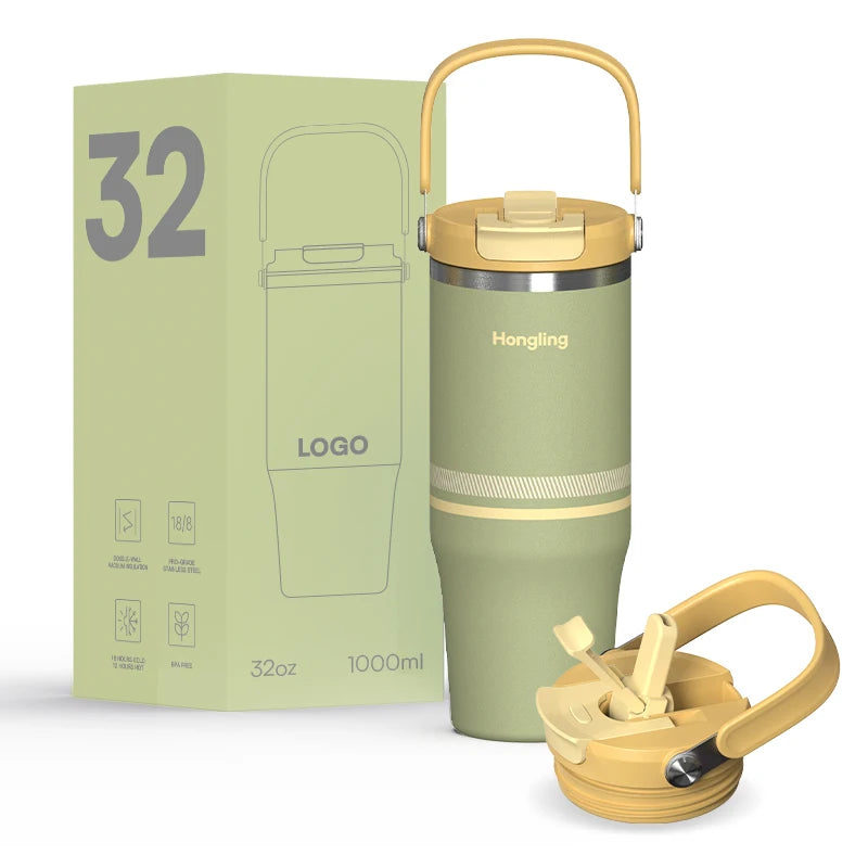 [B2B Sample Order] Portable Stainless Steel Double-Wall Vacuum Insulated Flask with 2-in-1 Lid (18oz - 50oz) | Free Digital Mockup & Custom Logo