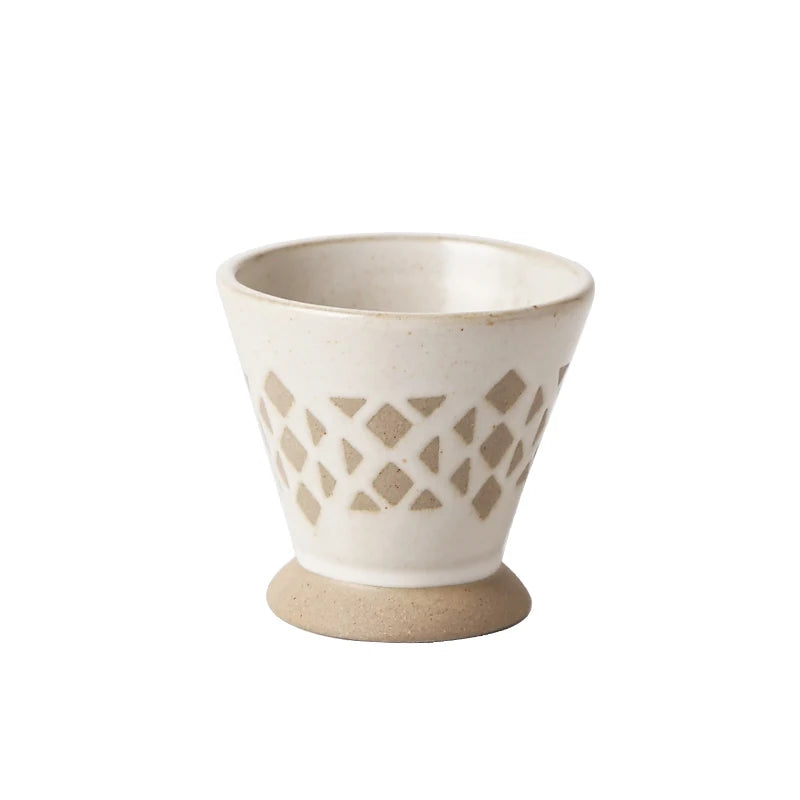 Traditional Arabic Ceramic Coffee Mug with Geometric Pattern | Handmade Saudi Arabia Pottery Cup