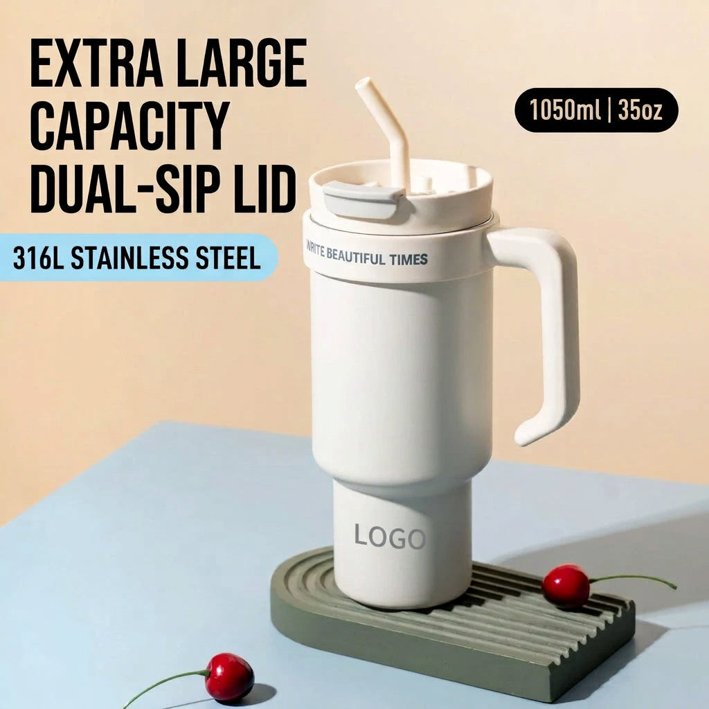 [B2B Sample Order] 1050ml Insulated Tumbler with Handle | Free Digital Mockup & OEM Customization