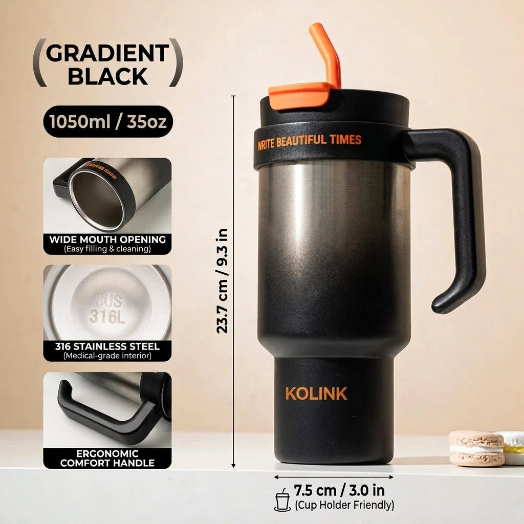[B2B Sample Order] 1050ml Insulated Tumbler with Handle | Free Digital Mockup & OEM Customization