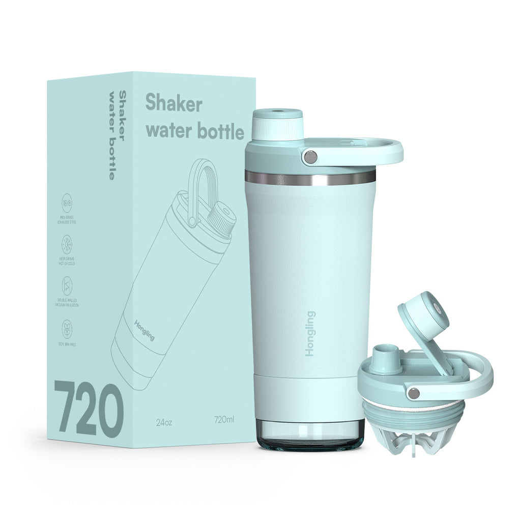 [B2B Sample Order] 24oz Stainless Steel Protein Shaker Bottle with Storage Compartment & Built-in Agitator | Free Digital Mockup & OEM Customization