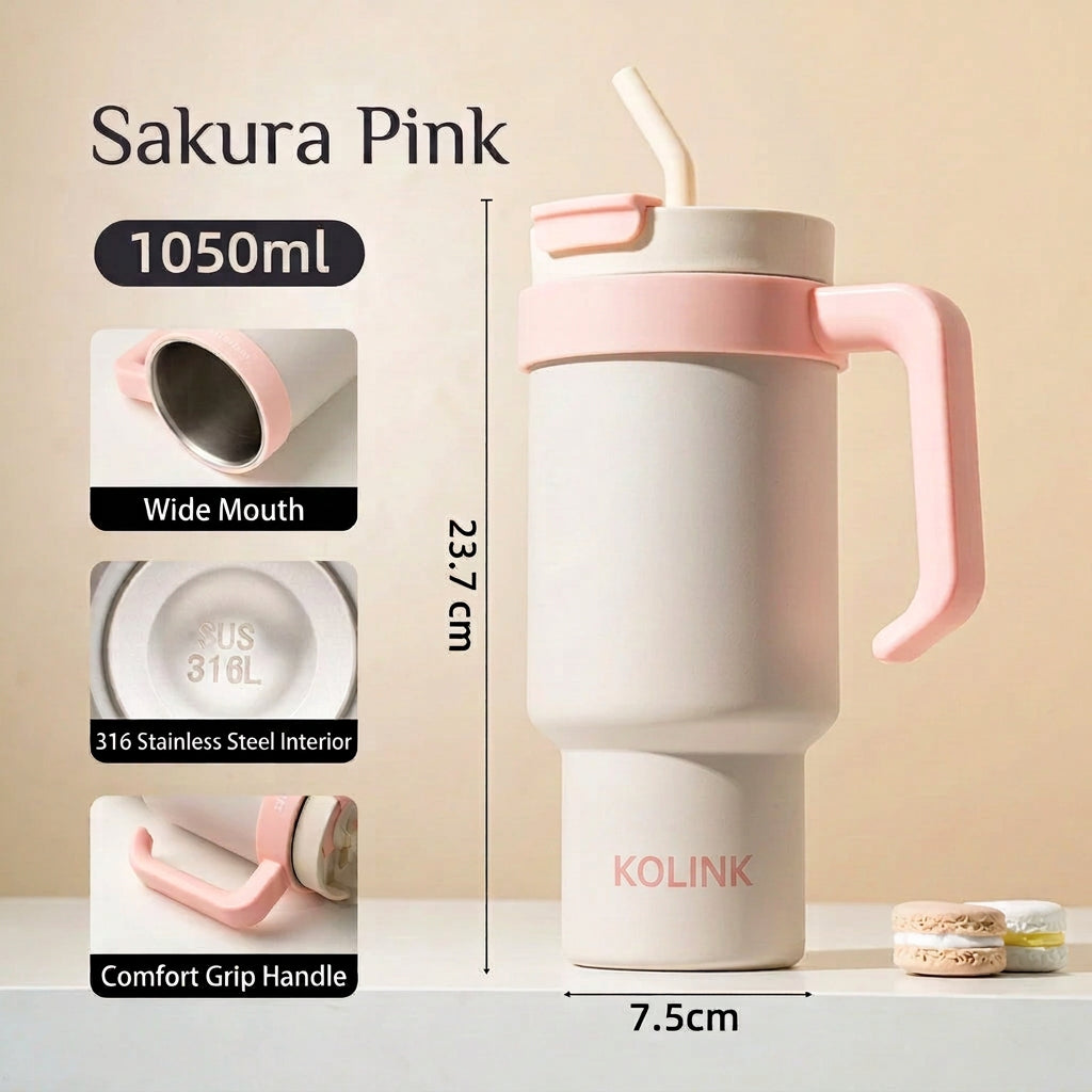 [B2B Sample Order] 1050ml Insulated Tumbler with Handle | Free Digital Mockup & OEM Customization