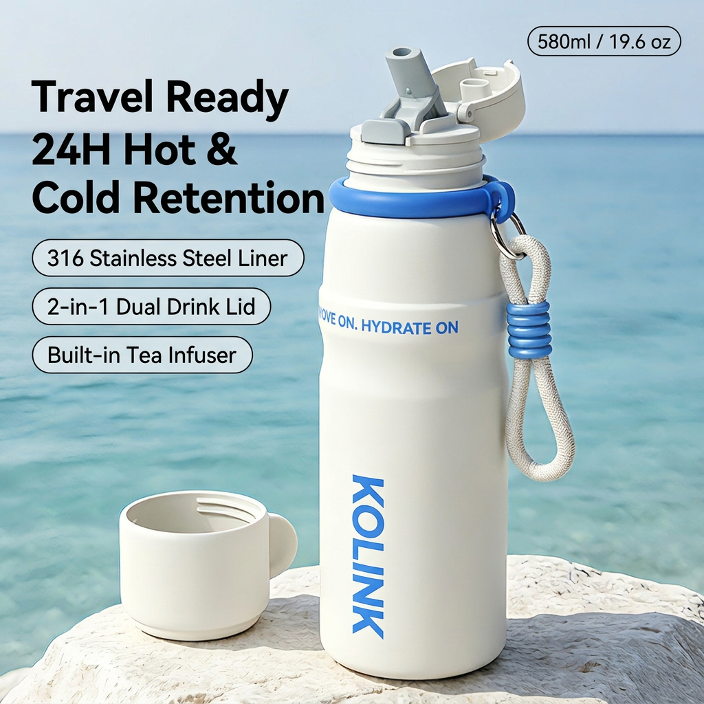 KOLINK 580ml Beach Travel & Dual-Use Lid Cup Scene