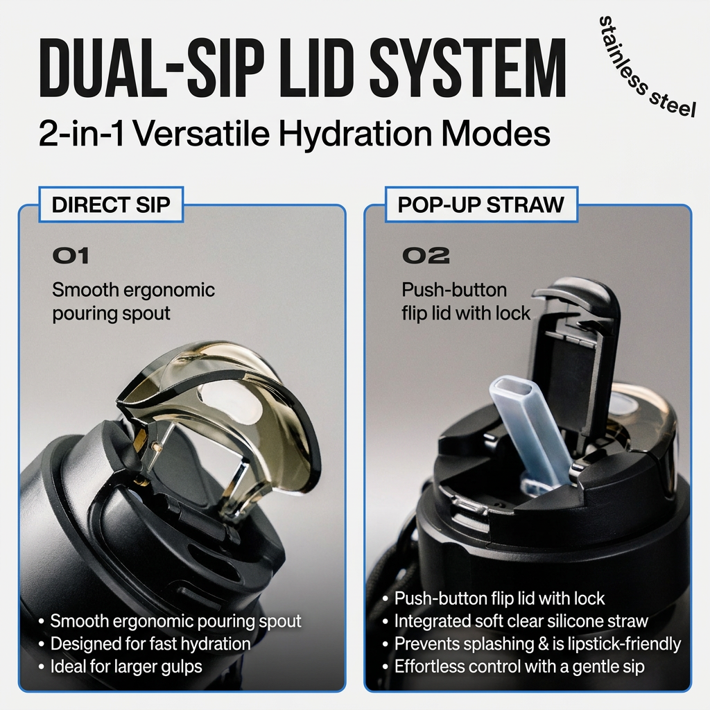 KOLINK Dual-Sip Lid System Infographic