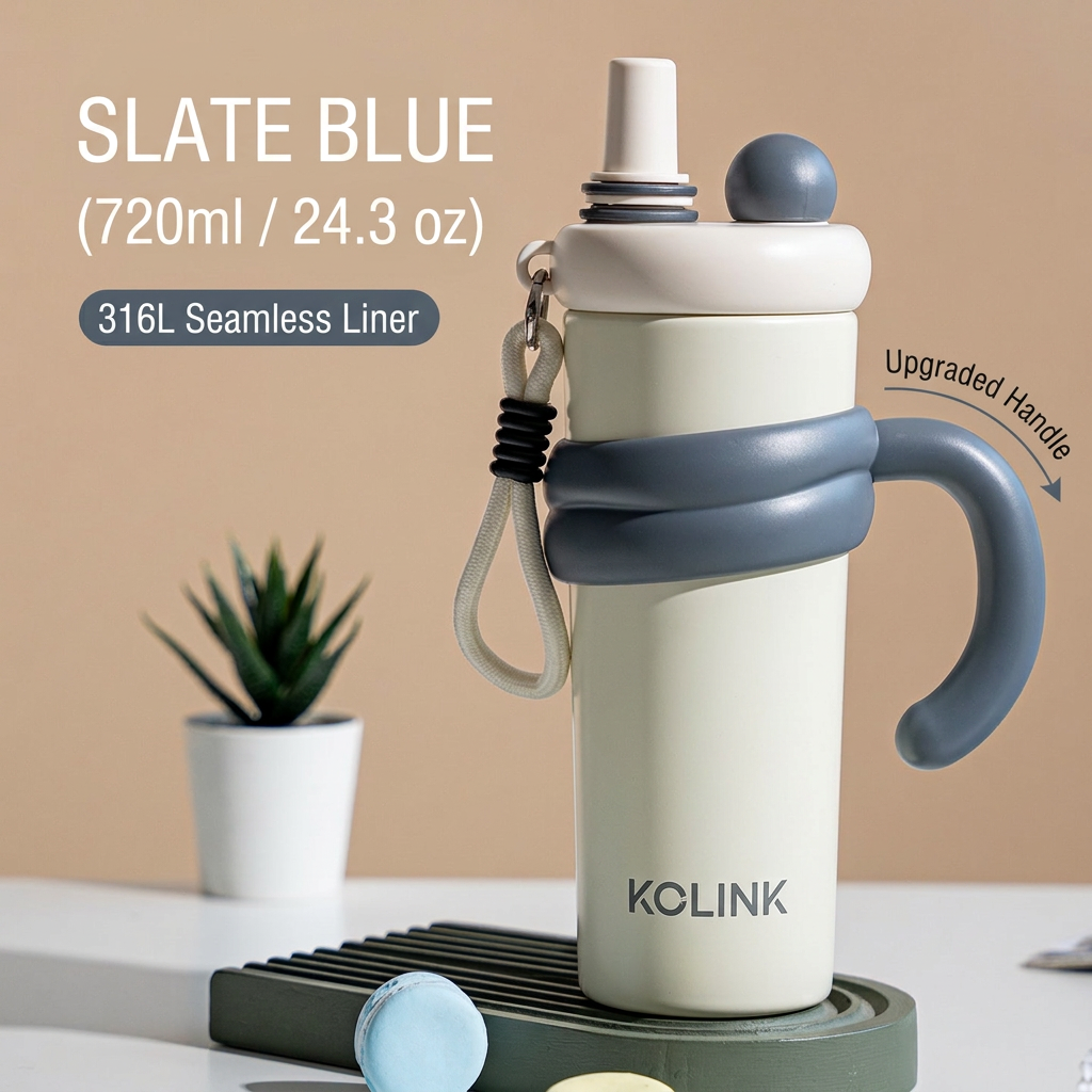 Slate Blue 720ml Insulated Bottle with KOLINK Logo