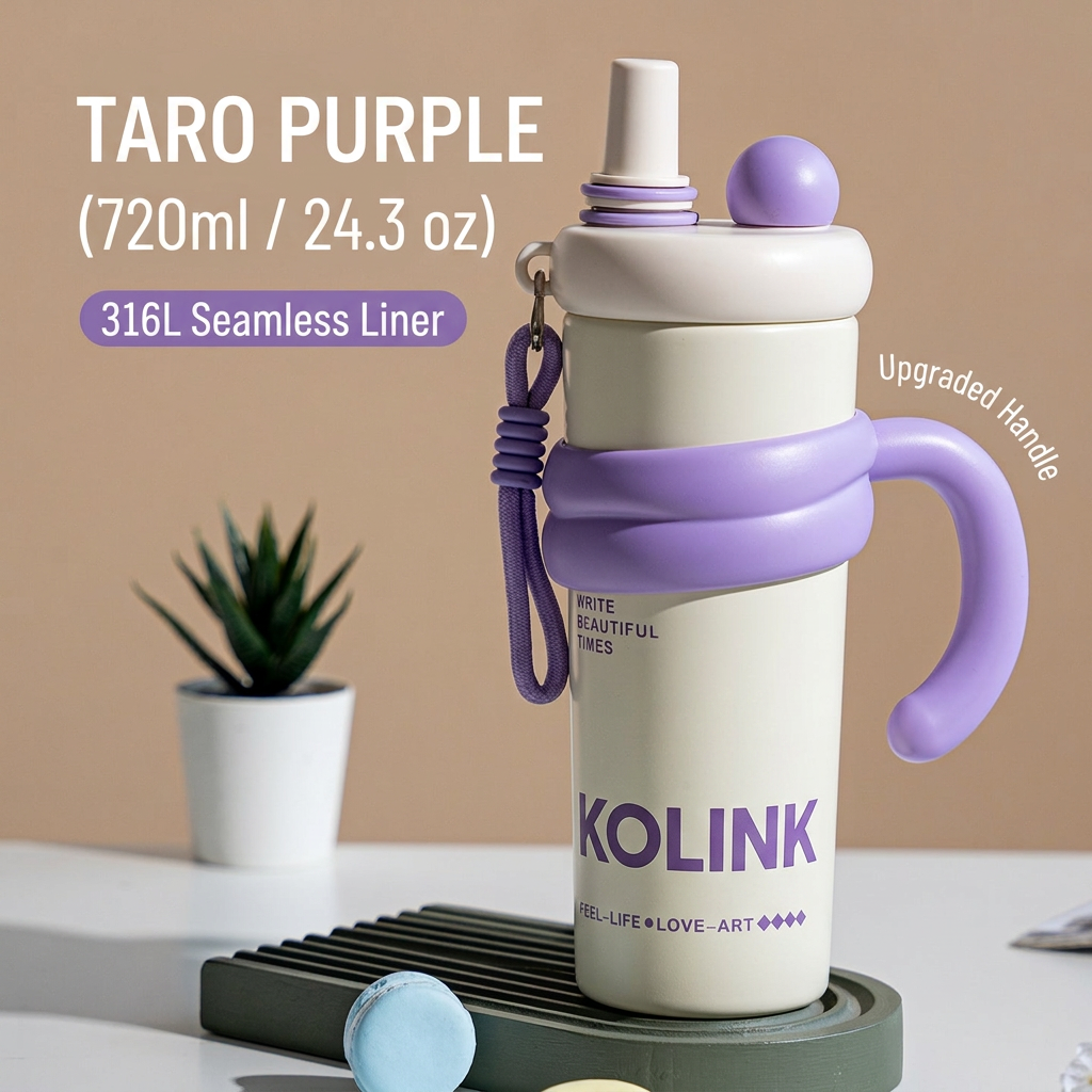 Taro Purple 720ml Insulated Bottle with KOLINK Logo