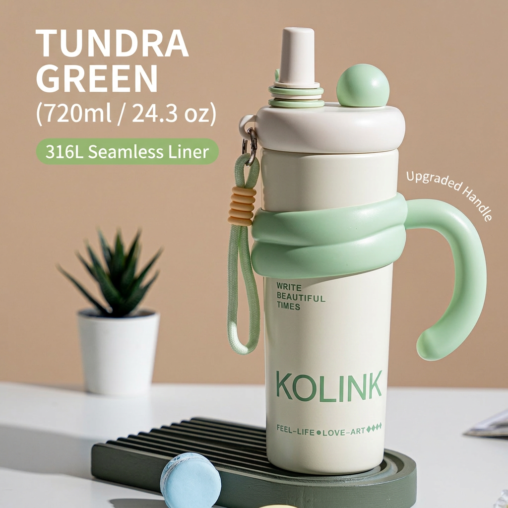 Tundra Green 720ml Insulated Bottle with KOLINK Logo